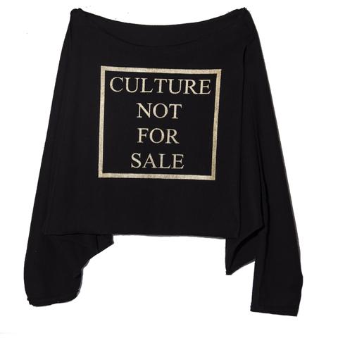 Culture Not For Sale Oversized Crop Sweater Black and Gold
