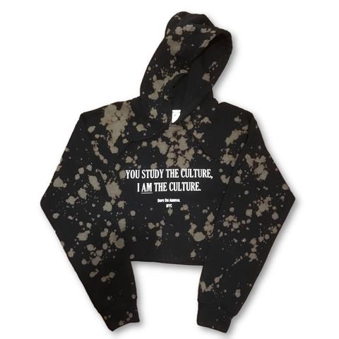 I AM The Culture Black Acid wash Crop Hoodie