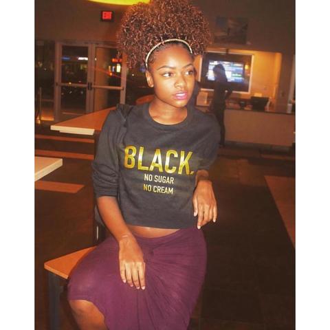 Black. No Sugar No Cream ® Black and Gold crop sweatshirt
